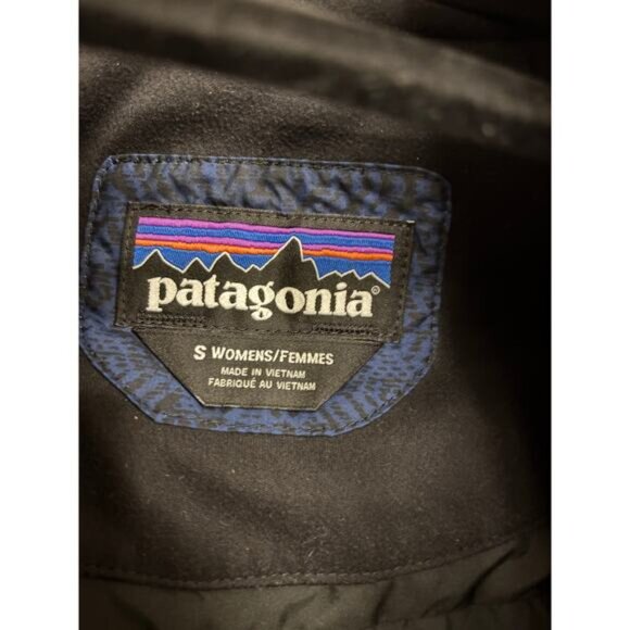 Patagonia Vest Womens Small Down With It Navy Black Geo Print Full Zip Hooded - Picture 3 of 6